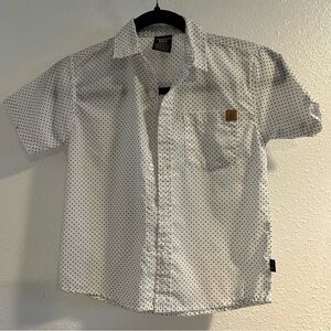 American Hawk White Polka Dot Button Down Shirt Size 6